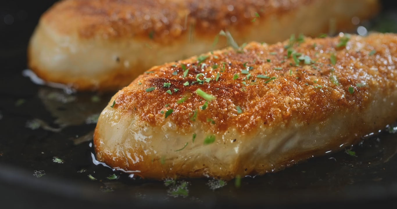 SWAP plant based chicken sizzling in pan